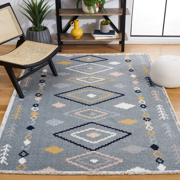 Union Rustic Amajae Power Loom Performance Gray/Blue/Yellow Rug Wayfair